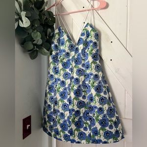 NWT Alice + Olivia Tayla Perfect Pansy Mini Lantern Dress Brocade Floral 8